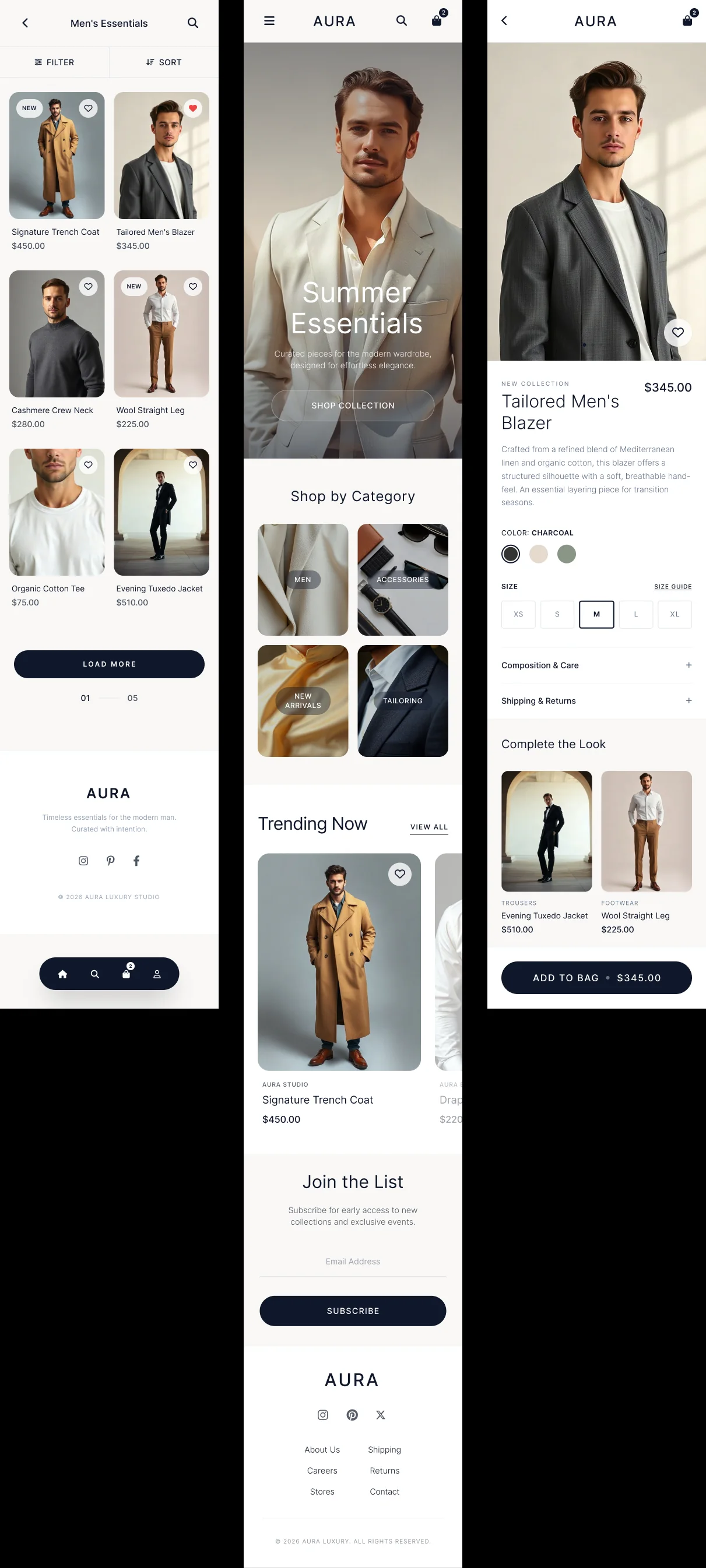 Каталог чоловічого одягу Aura — робота SoftExclusive